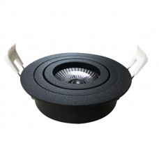 LUX INBOUWSPOT ROND KANTELBAAR MAT/ZWART MAT/ZWART NOVA