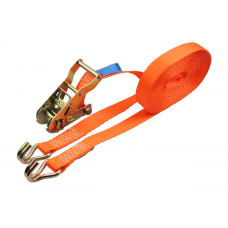SPANBAND MET RATEL EN HAKEN, 25MM, 8M, 750/1500, ORANJE