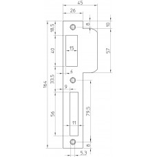 SLUITPLAAT, STAAL VERZINKT 26X164MM RECHTHOEKIG