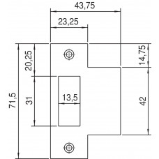 NEMEF SLUITPLAAT P1255/17*RECHTHOEKIG RVS