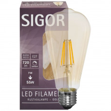 SIGOR LED LAMP "RUSTICA" 7 WATT/ E27 GOLD DIMBAAR